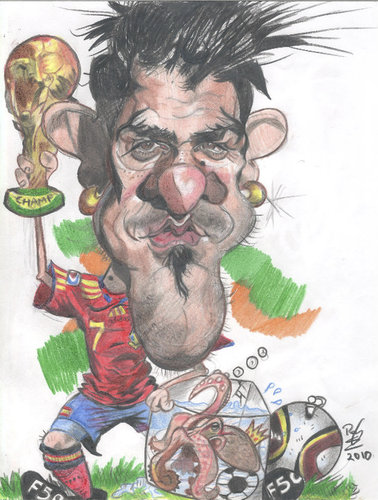 Cartoon: David Villa and Paul (medium) by RoyCaricaturas tagged caricaturas,famosos