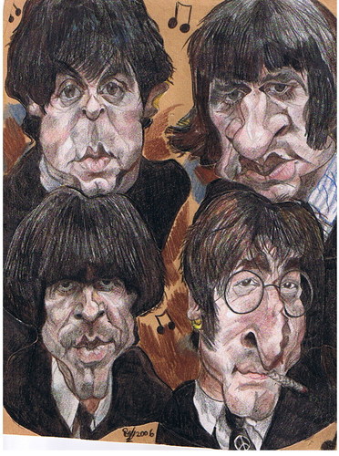 Cartoon: The Beatles (medium) by RoyCaricaturas tagged beatles,music,famosos