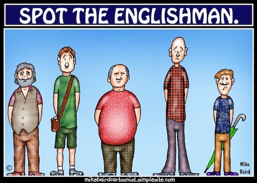 Cartoon: Spot the Englishman (medium) by Mike J Baird tagged englishman,search,men,find,observe