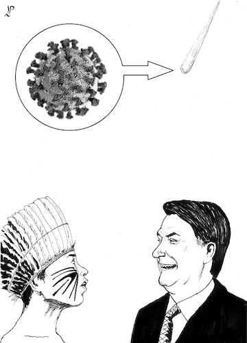 Cartoon: Brazil Don t look up (medium) by paolo lombardi tagged brazil,bolsonaro,covid,pandemic