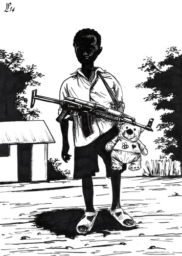 Cartoon: Child Soldier (medium) by paolo lombardi tagged war,peace,africa
