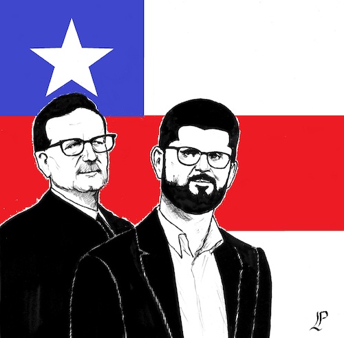 Cartoon: Election in Chile (medium) by paolo lombardi tagged chile,election,boric,allende,democracy,left