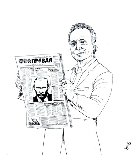 Cartoon: Italian journalist (medium) by paolo lombardi tagged travaglio,press,journalist,propaganda,fake,putin,russia