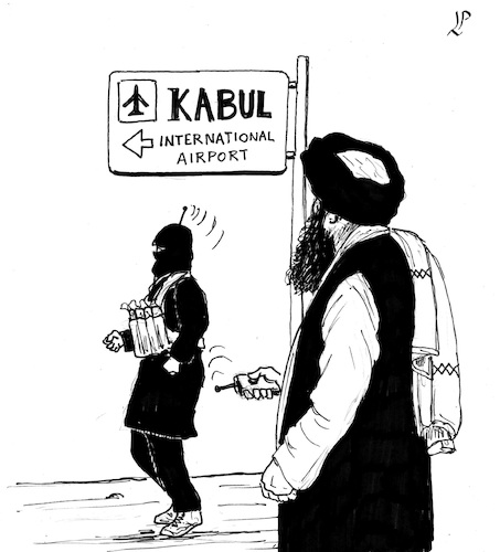 Cartoon: Kabul International Airport (medium) by paolo lombardi tagged kabul,afghanistan,taliban,isis,airport,terrorism