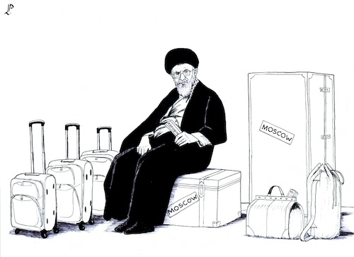 Cartoon: Last plane to Moscow (medium) by paolo lombardi tagged iran,khamenei,riot,protest,revolution