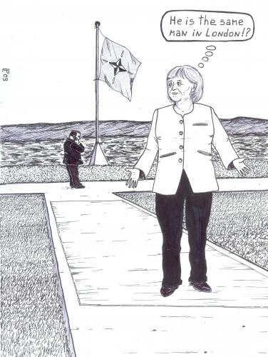 Cartoon: man by london (medium) by paolo lombardi tagged berlusconi,merkel,nato,satire,germany,politics,caricature,italy