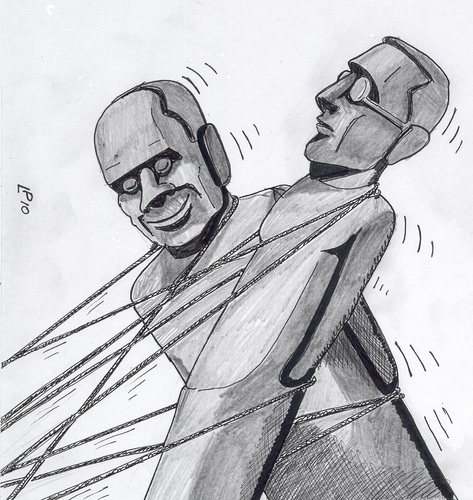 Cartoon: MOAI up and down (medium) by paolo lombardi tagged italy,politics,berlusconi,fini,satire