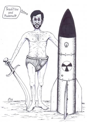 Cartoon: at the Court of Admadinejad (medium) by paolo lombardi tagged politics,satire,war,krieg,caricature,world