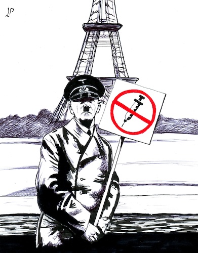 Cartoon: Novax in Paris (medium) by paolo lombardi tagged novax,paris,france,covid19,pandemic,protest,europe