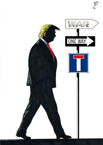 Cartoon: Oneway (medium) by paolo lombardi tagged trump,usa,iran,war