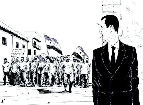 Cartoon: Protests in Syria (medium) by paolo lombardi tagged syria,assad,protests,riot