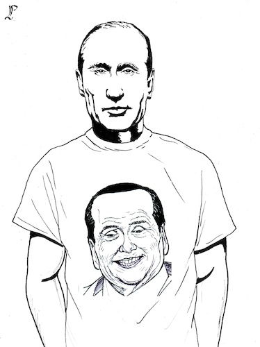 Cartoon: Putin s friend (medium) by paolo lombardi tagged berlusconi,putin,italy,russia,war