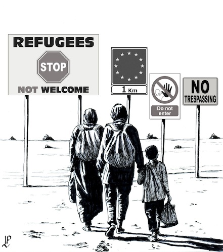 Cartoon: Refugees (medium) by paolo lombardi tagged refugees,migrants,europe,war
