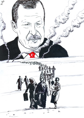 Cartoon: The expulsion (medium) by paolo lombardi tagged rojava