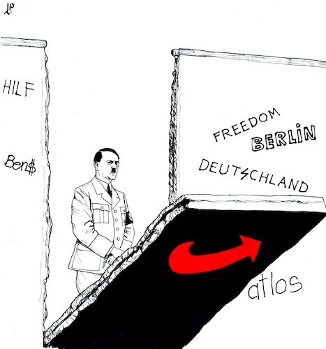 Cartoon: The wall collapses (medium) by paolo lombardi tagged afd,germany,elections,nazism,wall