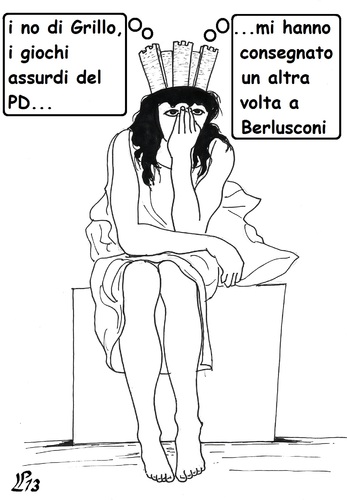 Cartoon: Venduta (medium) by paolo lombardi tagged italy,bersani,berlusconi,grillo