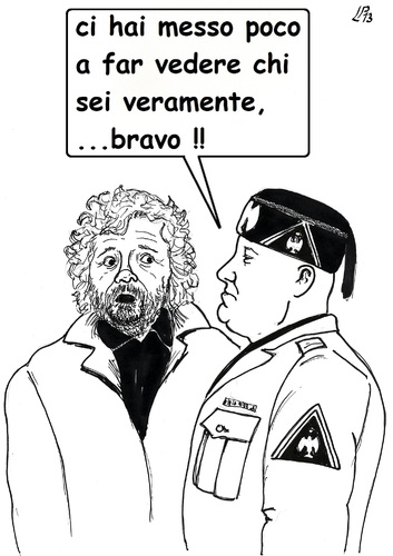 Cartoon: via la maschera (medium) by paolo lombardi tagged italy,politics,satire,cartoon,election,berlusconi,grillo