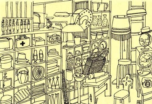 Cartoon: japanese antique shop (medium) by etsuko tagged japanese,antique,shop