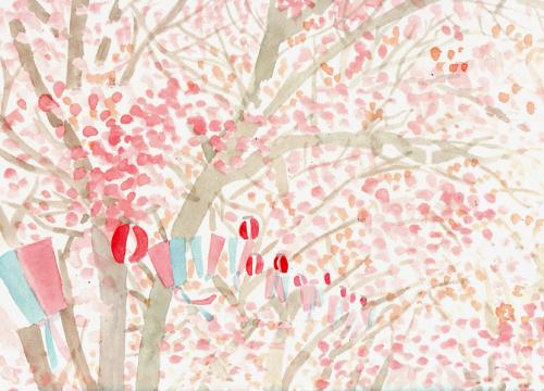 Cartoon: sakura (medium) by etsuko tagged cherry,blossoms