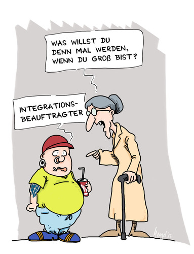 Cartoon: berufswunsch (medium) by Mergel tagged berufswunsch,integration,zukunft,perspektive,kulturschock