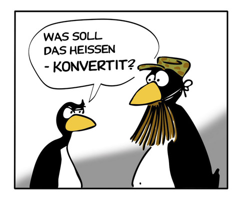Cartoon: Konvertit (medium) by Mergel tagged pinguin,konvertit,islamismus