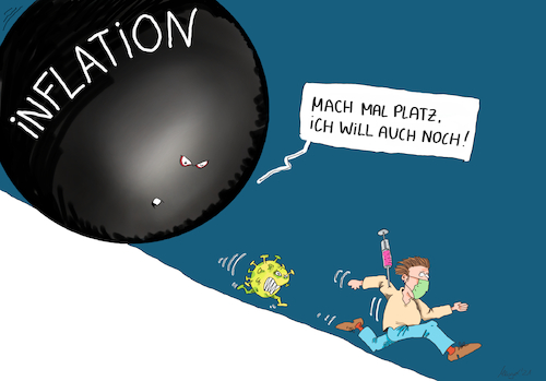 Cartoon: Zumweglaufen (medium) by Mergel tagged corona,inflation,wirtschaftskrise,bip,krise,pandemie