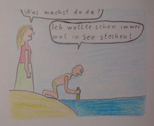 Cartoon: In See stechen (medium) by LaRoth tagged see,stechen,messer,wasser,strand
