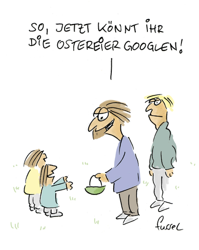 Cartoon: Dann mal ran an die... (medium) by fussel tagged suchmaschine,ostern,ostereier,suchen,eiersuchen,kinder