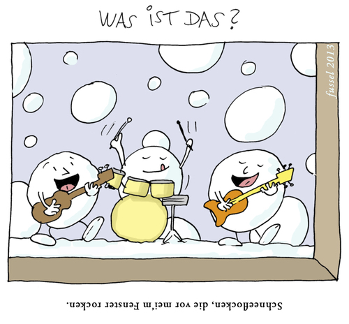 Cartoon: Das Kulturrätsel (medium) by fussel tagged rock,schnee,flocke,fenster,winter,musik