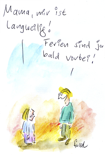 Cartoon: Ferienstress (medium) by fussel tagged grosse,ferien,urlaub,sommerferien,schulferien,kinder,eltern,langeweile