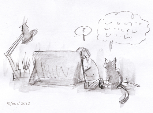 Cartoon: Frequently Asked Question (medium) by fussel tagged cat,idea,cartoonist,cartoon