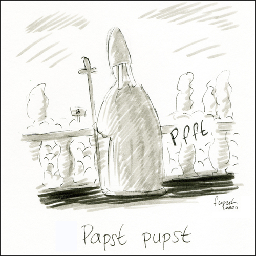 Cartoon: Geheime Aufnahmen (medium) by fussel tagged pope,papst,pups,benedikt,ratzinger