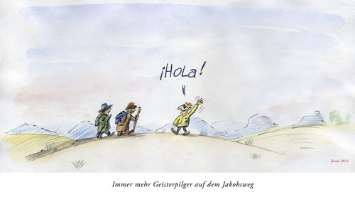 Cartoon: Geisterpilger (medium) by fussel tagged santiago,pilger,jakobsweg