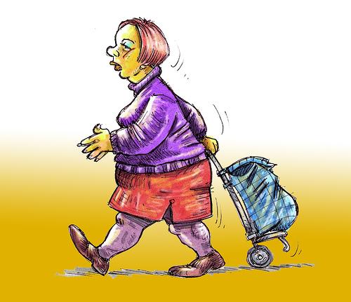 Cartoon: DE COMPRAS (medium) by PEPE GONZALEZ tagged mujer,woman,gente,people,spain,dibujo,draw,ilustracion,ilustration