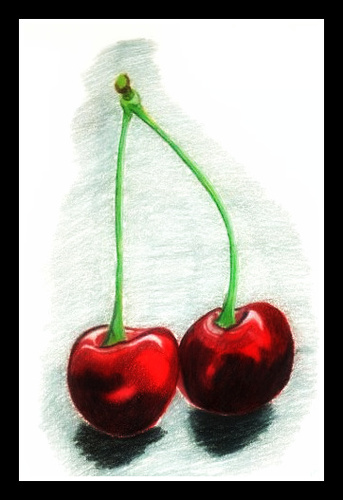 Cartoon: Cherries (medium) by Krinisty tagged cherries,erotic,fruit,stem,juicy,art,pencilcrayon,krinisty,tongue