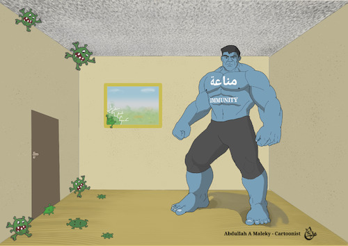 Cartoon: immunity (medium) by abdullah tagged immunity,food,minirals,vitamins,vaccine,organic
