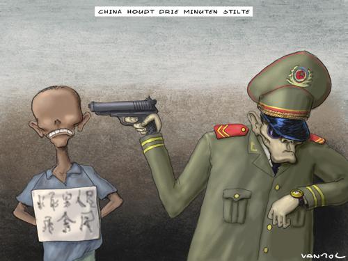Cartoon: 1 Minute silence in China (medium) by Vanmol tagged china,humanrights