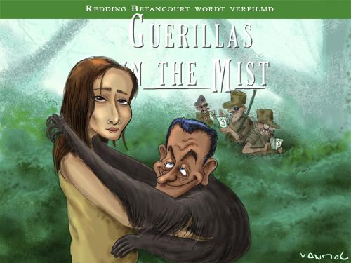 Cartoon: Guerillas in the mist (medium) by Vanmol tagged betancourt,columbia,farc,sarkozy