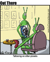 Cartoon: alien tattoos (small) by George tagged alien tattoos
