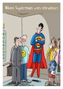 Cartoon: Up and away (small) by George tagged superman elevator