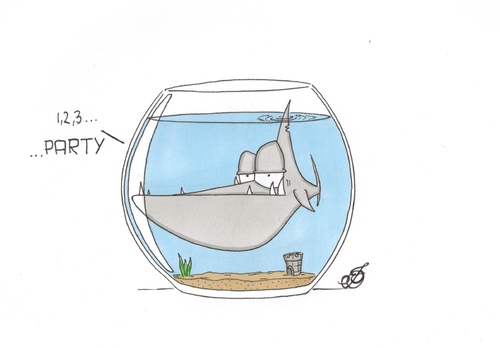 Cartoon: 1 2 3 Party (medium) by The Illustrator tagged fish,aqua,wasser,angeln,party,einsam,tier,unterwasser
