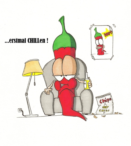 Cartoon: erstmal CHILLen (medium) by The Illustrator tagged chili,stress,entspannung,couch,tv,gemüse,spaß