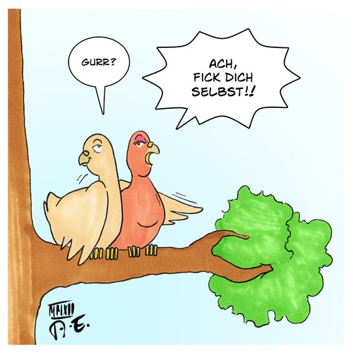 Cartoon: Tauben (medium) by Timo Essner tagged tauben,partnerschaft,tauben,partnerschaft,frühling,gefühle,liebe,vögel,baum