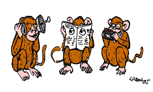 Cartoon: 3 Monkeys (medium) by Carma tagged spying,animals,monkeys