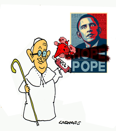 Cartoon: American Graffiti (medium) by Carma tagged usa,pope,obama