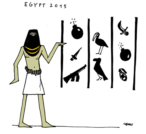 Cartoon: Egypt 2015 (medium) by Carma tagged egypt,terrorism,jeroglifics
