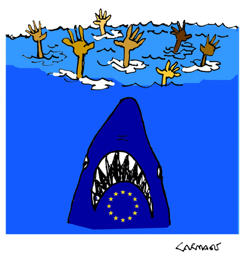 Cartoon: shark (medium) by Carma tagged eu,immigration,immigrants