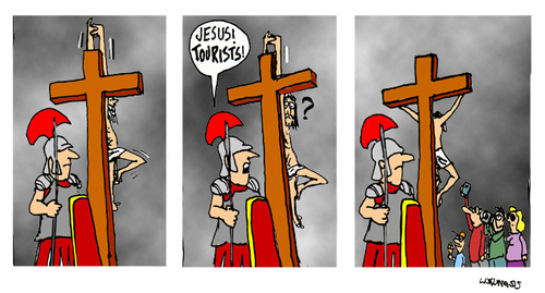 Cartoon: Stretching (medium) by Carma tagged jesus,christ,the,passion,religion,stretching