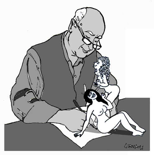 Cartoon: Wolinski (medium) by Carma tagged cartoonist,portrait,hebdo,charlie,wolinski,georges