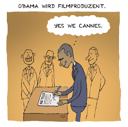 Cartoon: Obama wird Filmproduzent (medium) by Uliwood tagged barack,obama,netflix,film,präsident,filmproduzent,usa,aktuell,movie,cannes,barack,obama,netflix,film,präsident,filmproduzent,usa,aktuell,movie,cannes